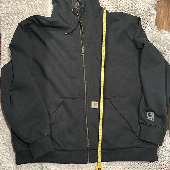 Carhartt Black Zip-Up Hoodie MENS RAIN DEFENDER 2XL - Picture 5 of 9